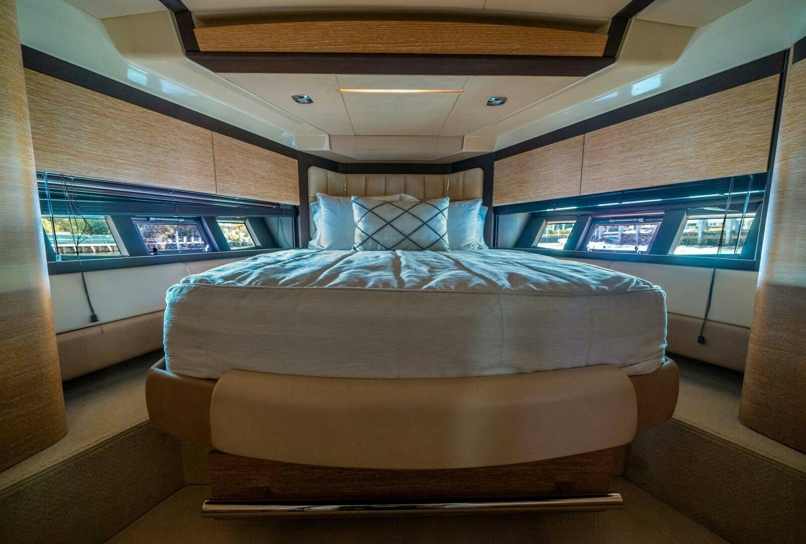 a bed in a room aboard SERENDIPITY II Yacht for Sale