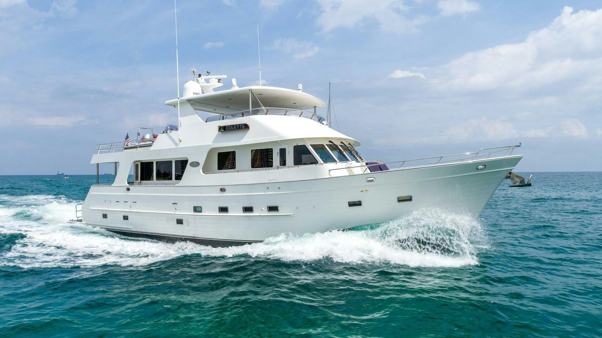 a white boat in the water aboard COLETTE Yacht for Sale