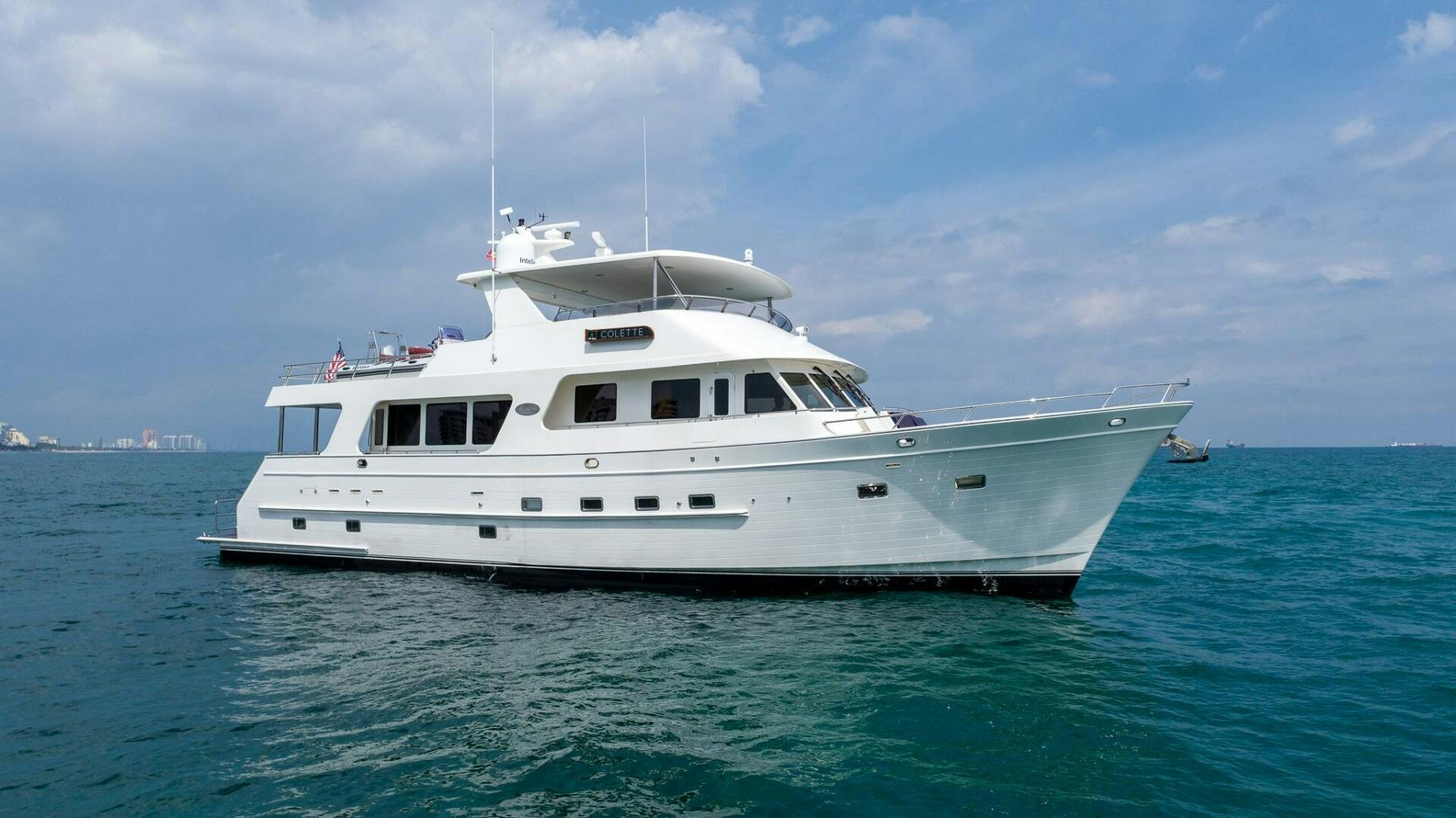 a white boat in the water aboard COLETTE Yacht for Sale