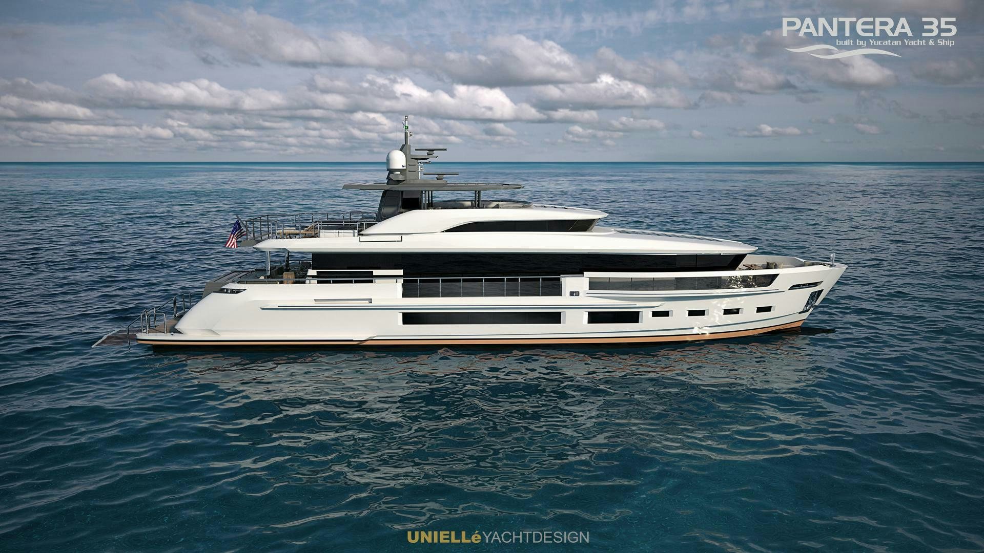 a white boat in the water aboard PANTERA 35 Yacht for Sale