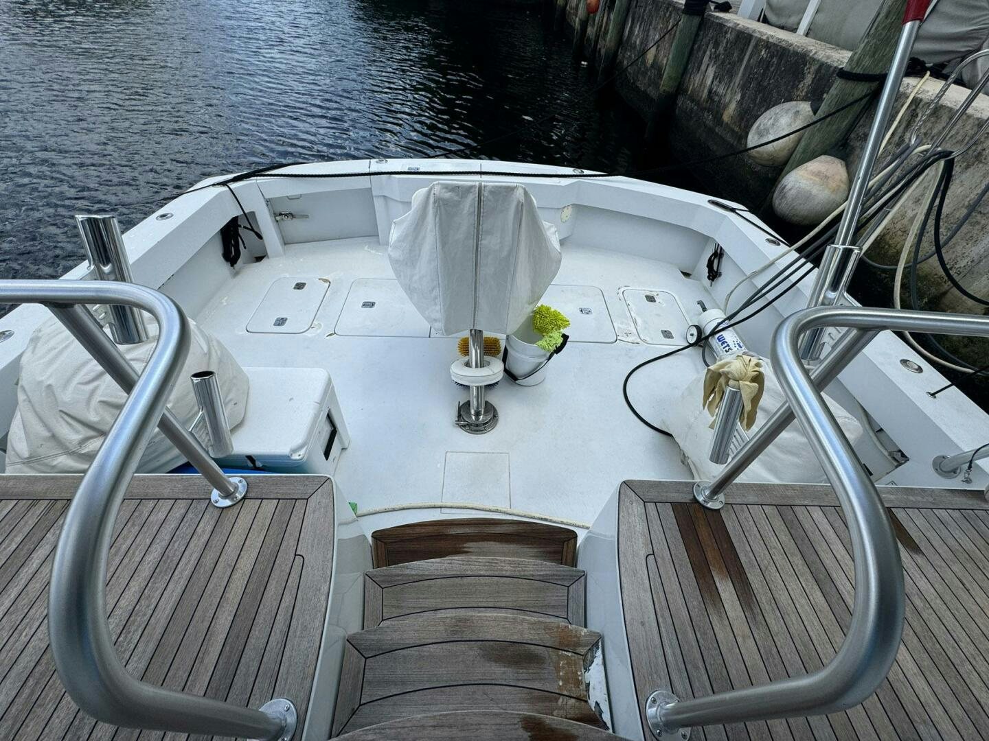 a boat with a white canopy aboard MRS. Z Yacht for Sale