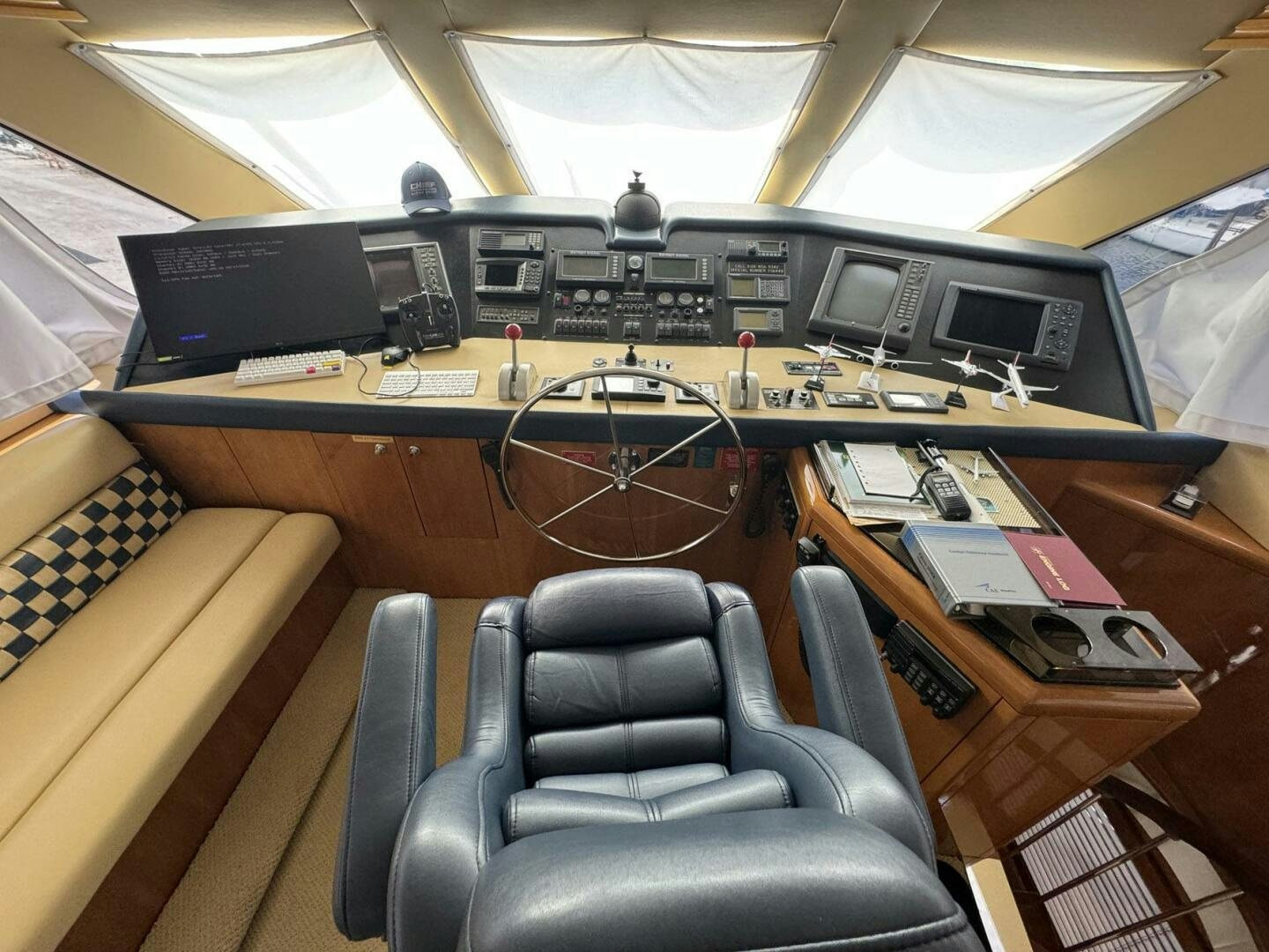 a cockpit of an airplane aboard MRS. Z Yacht for Sale