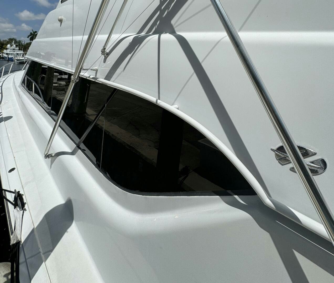 the inside of a white car aboard MRS. Z Yacht for Sale