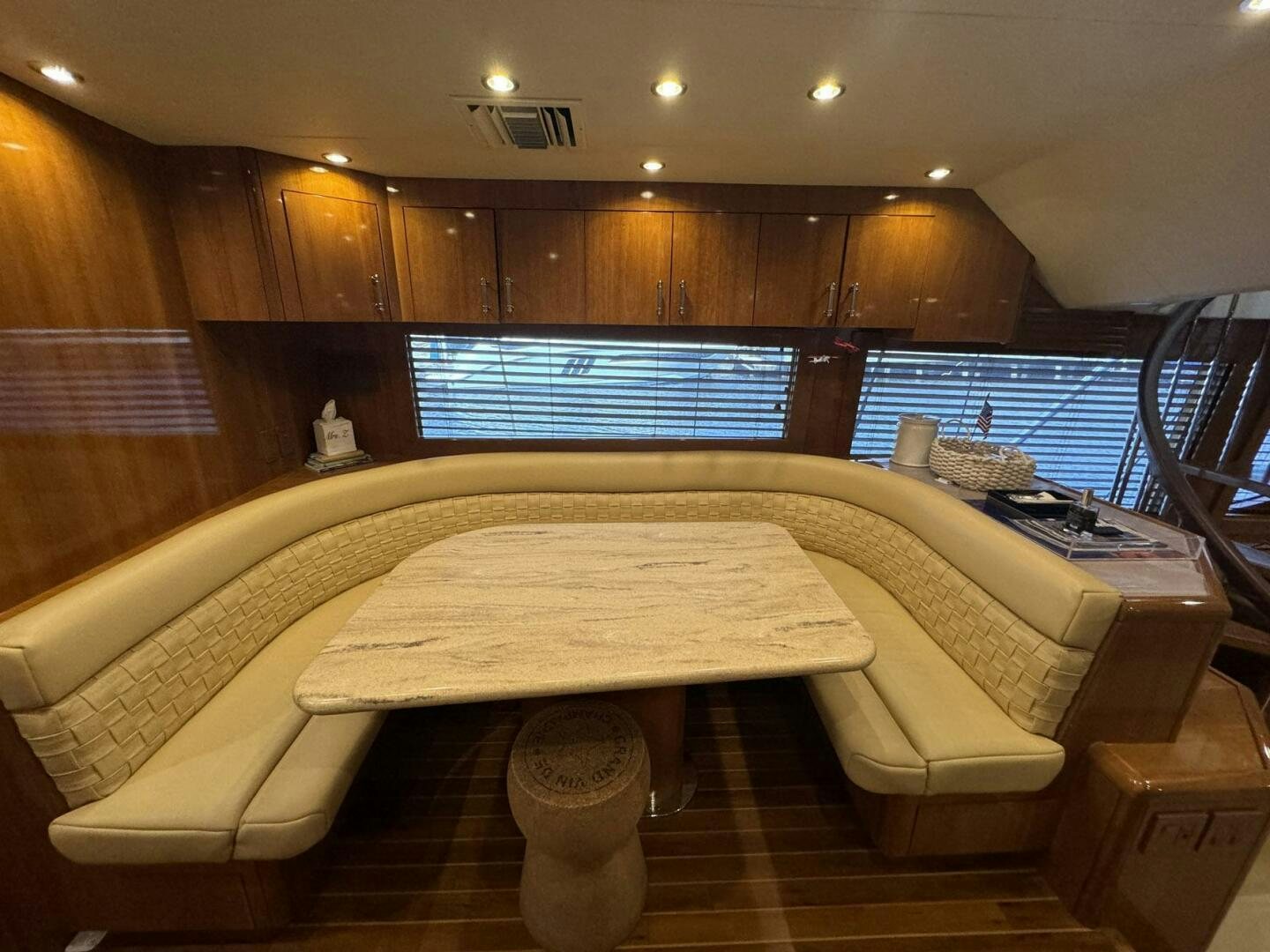 a room with a large bed aboard MRS. Z Yacht for Sale