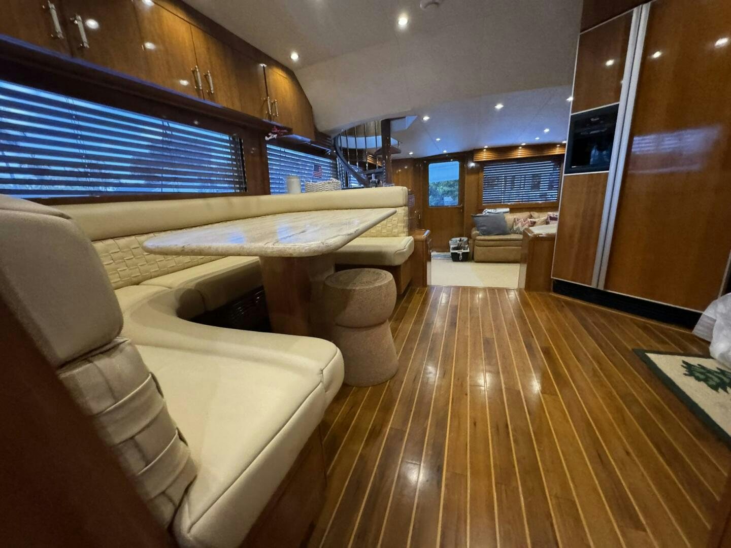 a room with a large bed aboard MRS. Z Yacht for Sale