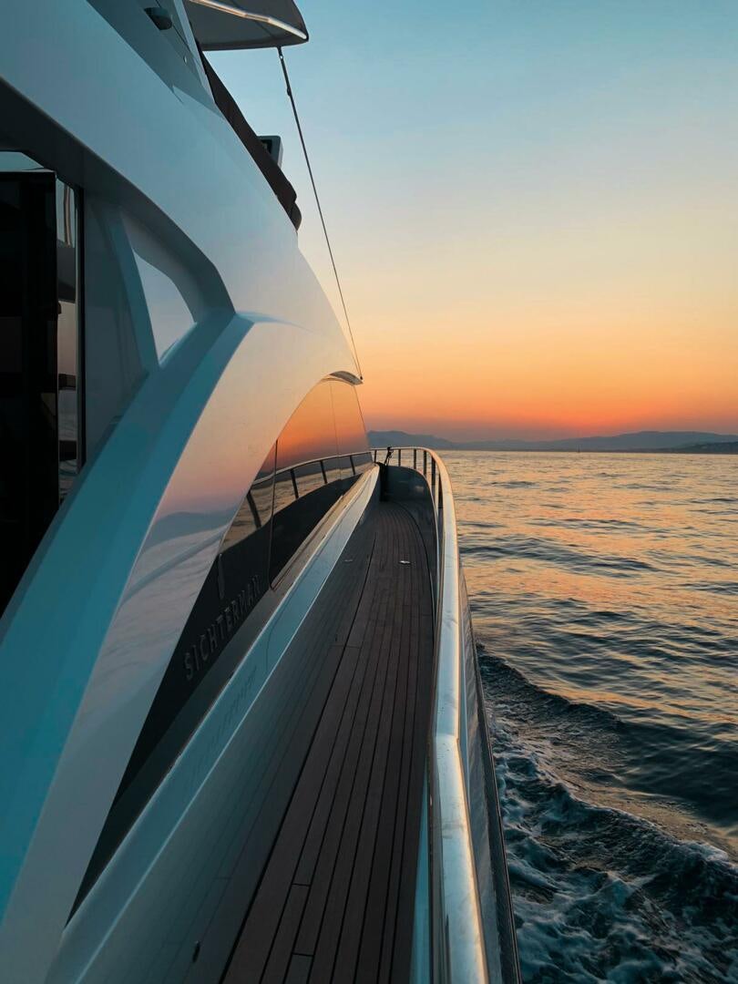 a boat on the water aboard JUST THE TWO OF US Yacht for Sale