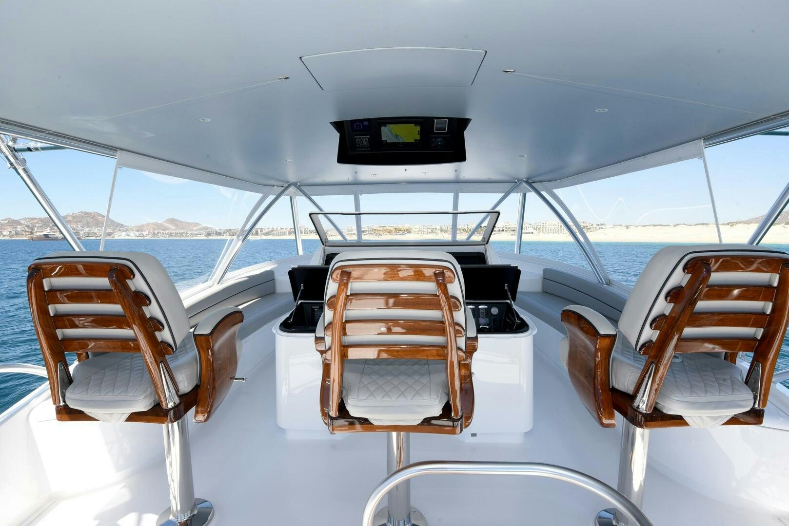 a boat with a table and chairs on it aboard AMANDA P Yacht for Sale