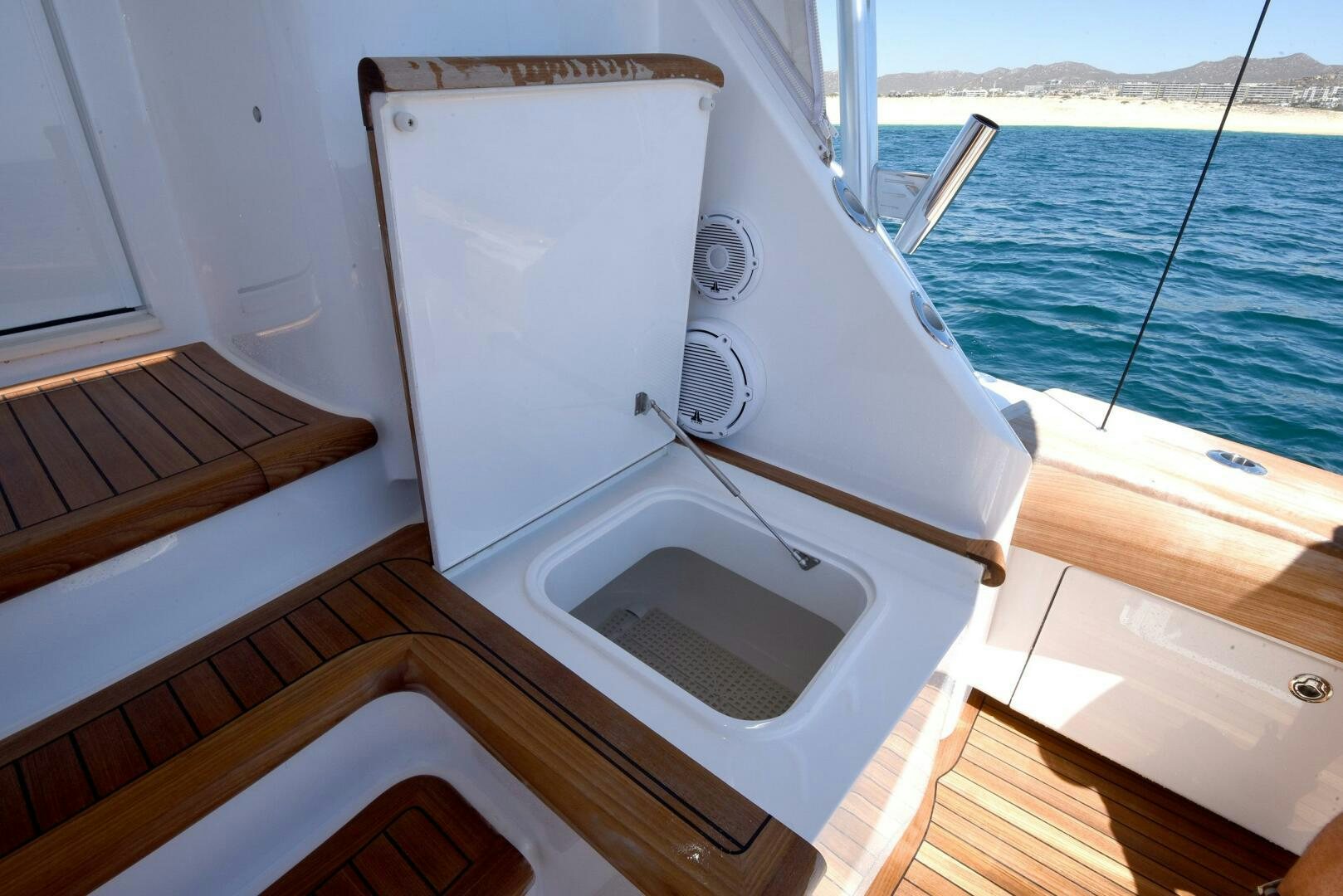 a white rectangular object on a wooden surface aboard AMANDA P Yacht for Sale
