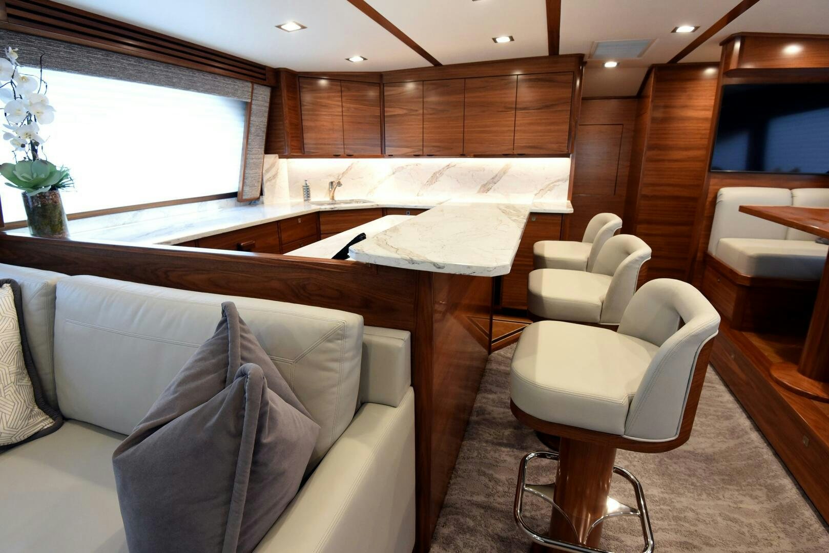 a room with a couch and a table aboard AMANDA P Yacht for Sale