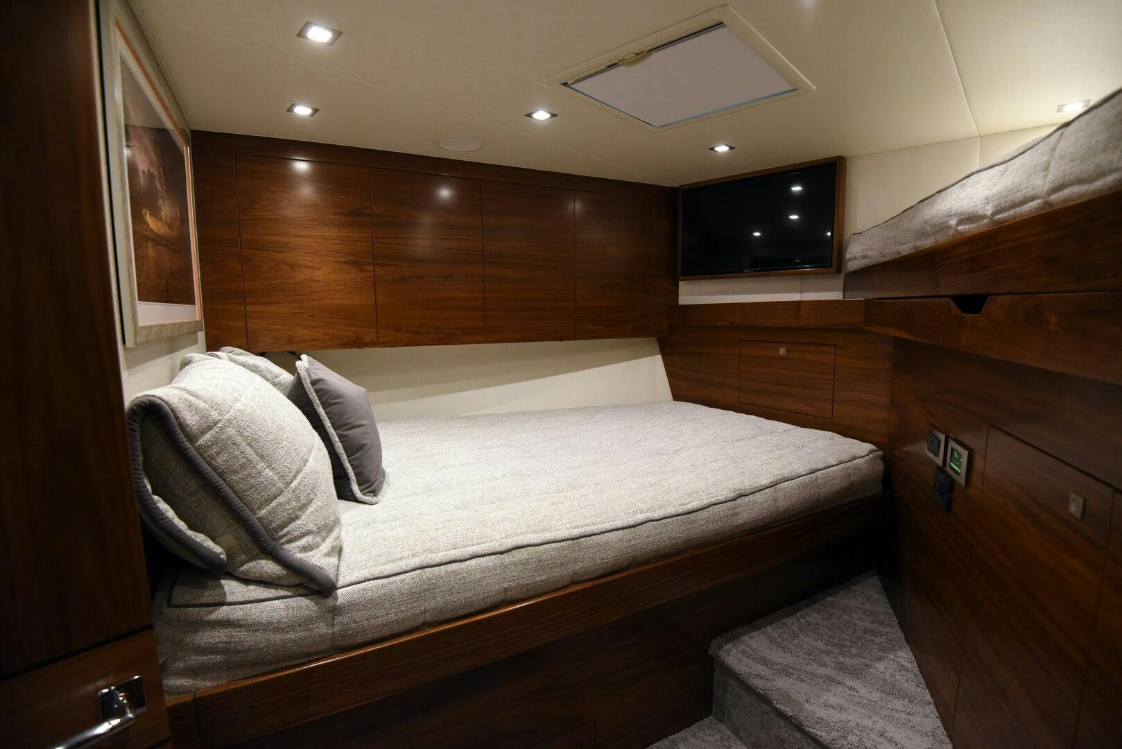 a bed in a room aboard AMANDA P Yacht for Sale