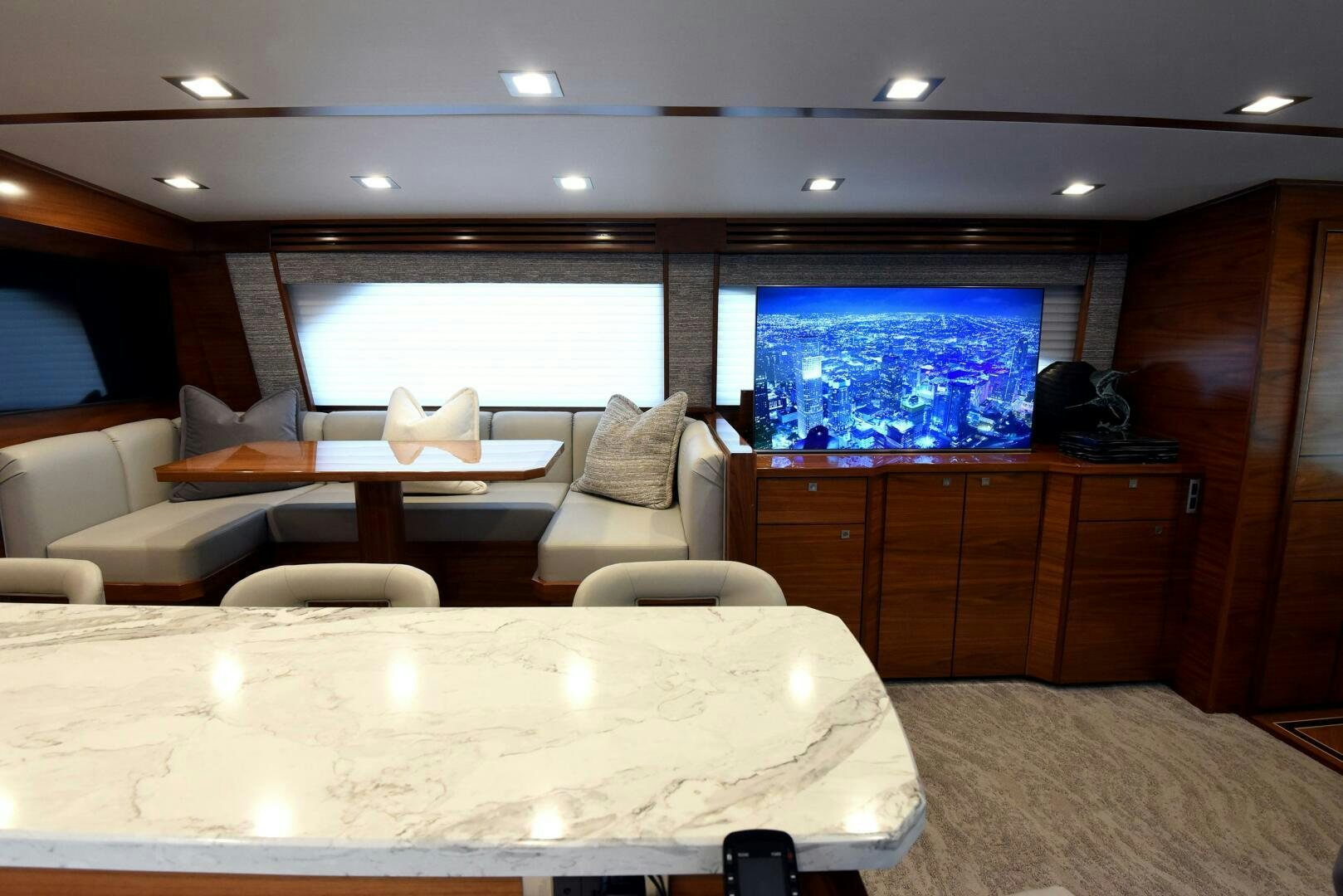 a room with a bed and a desk aboard AMANDA P Yacht for Sale