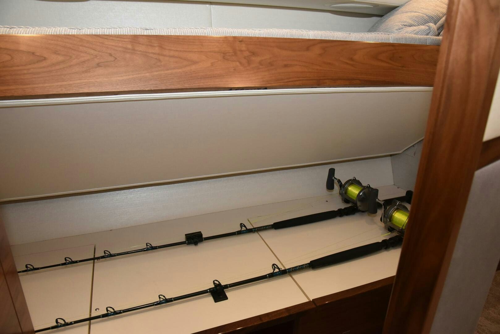 a white shelf with a few bottles on it aboard AMANDA P Yacht for Sale