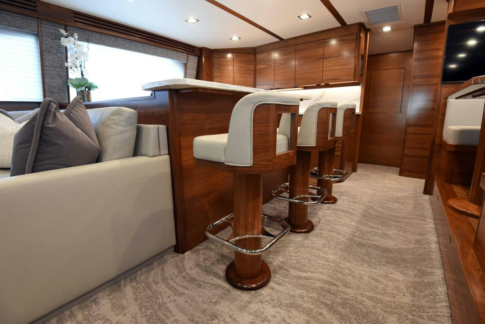a room with a couch and a table aboard AMANDA P Yacht for Sale