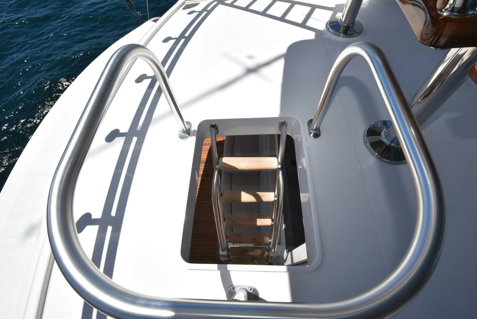 a close-up of a white car aboard AMANDA P Yacht for Sale