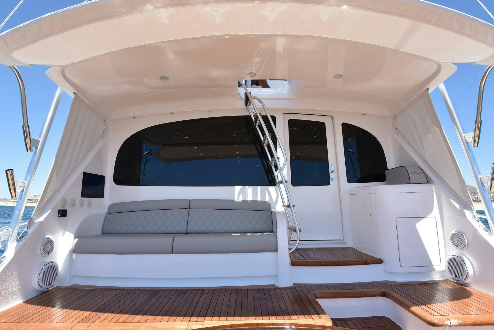 a white tent with a door aboard AMANDA P Yacht for Sale