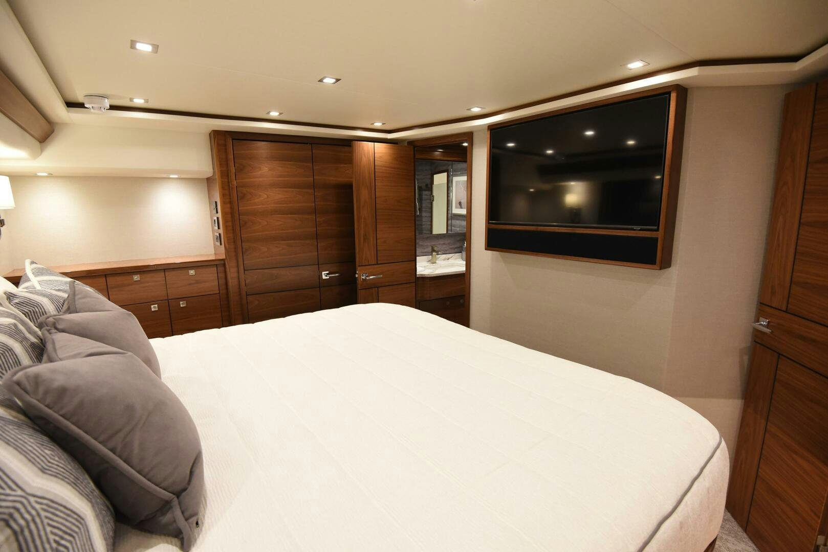 a bed in a room aboard AMANDA P Yacht for Sale