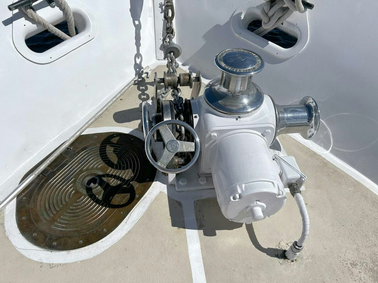 a silver and blue robot aboard PIONEER Yacht for Sale