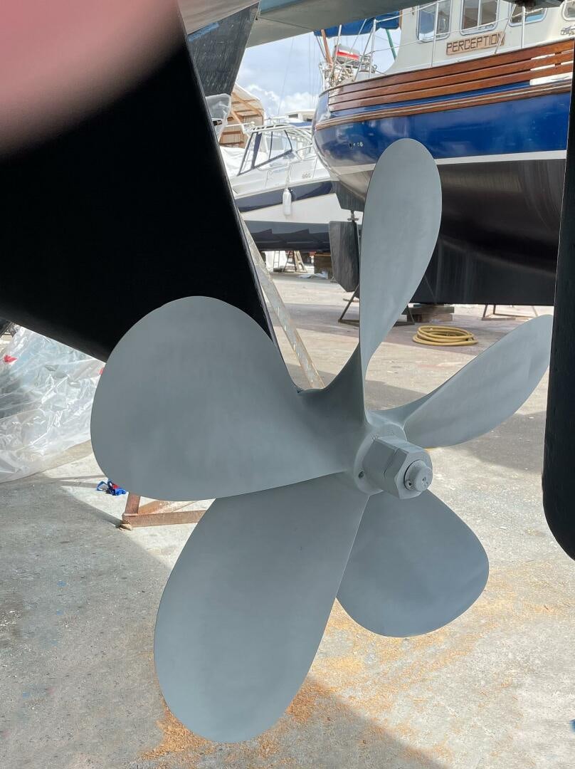 a close-up of a propeller on a plane aboard PIONEER Yacht for Sale