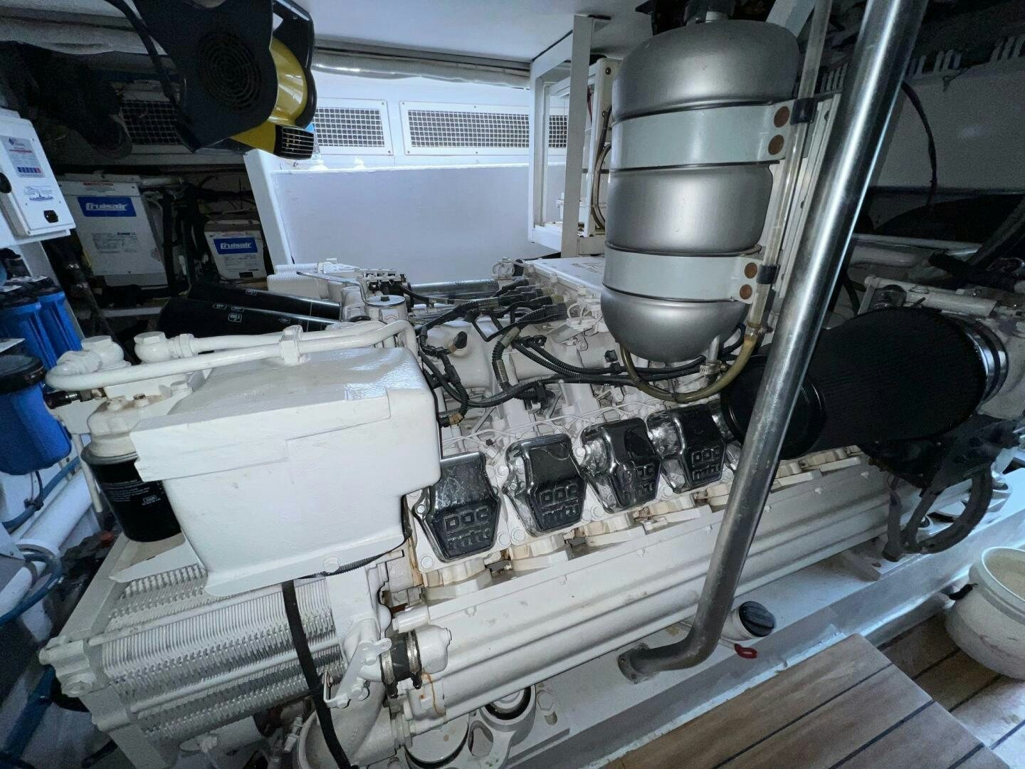 a machine with a large metal cylinder aboard BUCK-N-BILLS Yacht for Sale