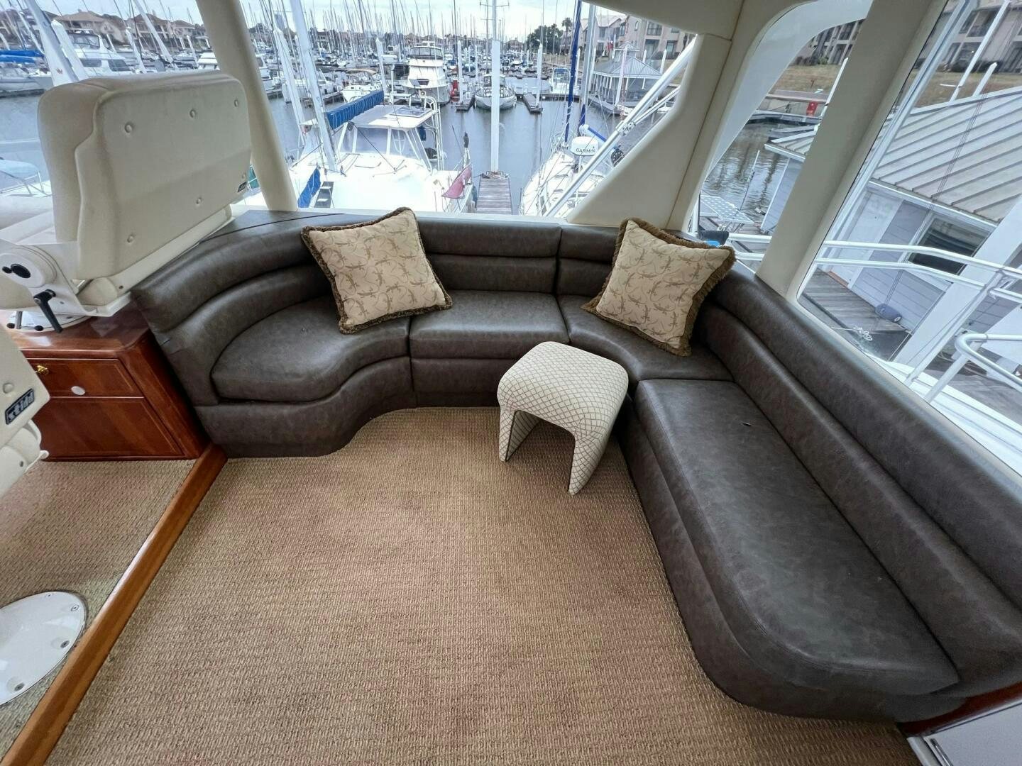 a couch in a room aboard BUCK-N-BILLS Yacht for Sale