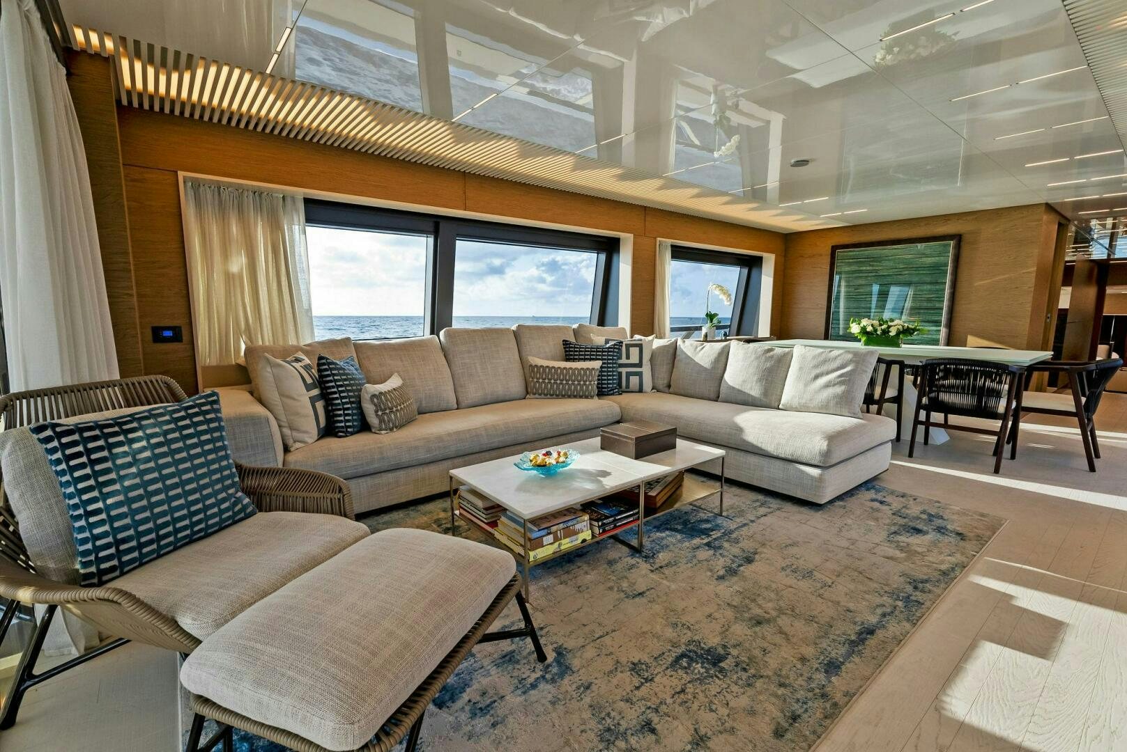 a living room with a couch and a table aboard SILHOUETTE Yacht for Sale
