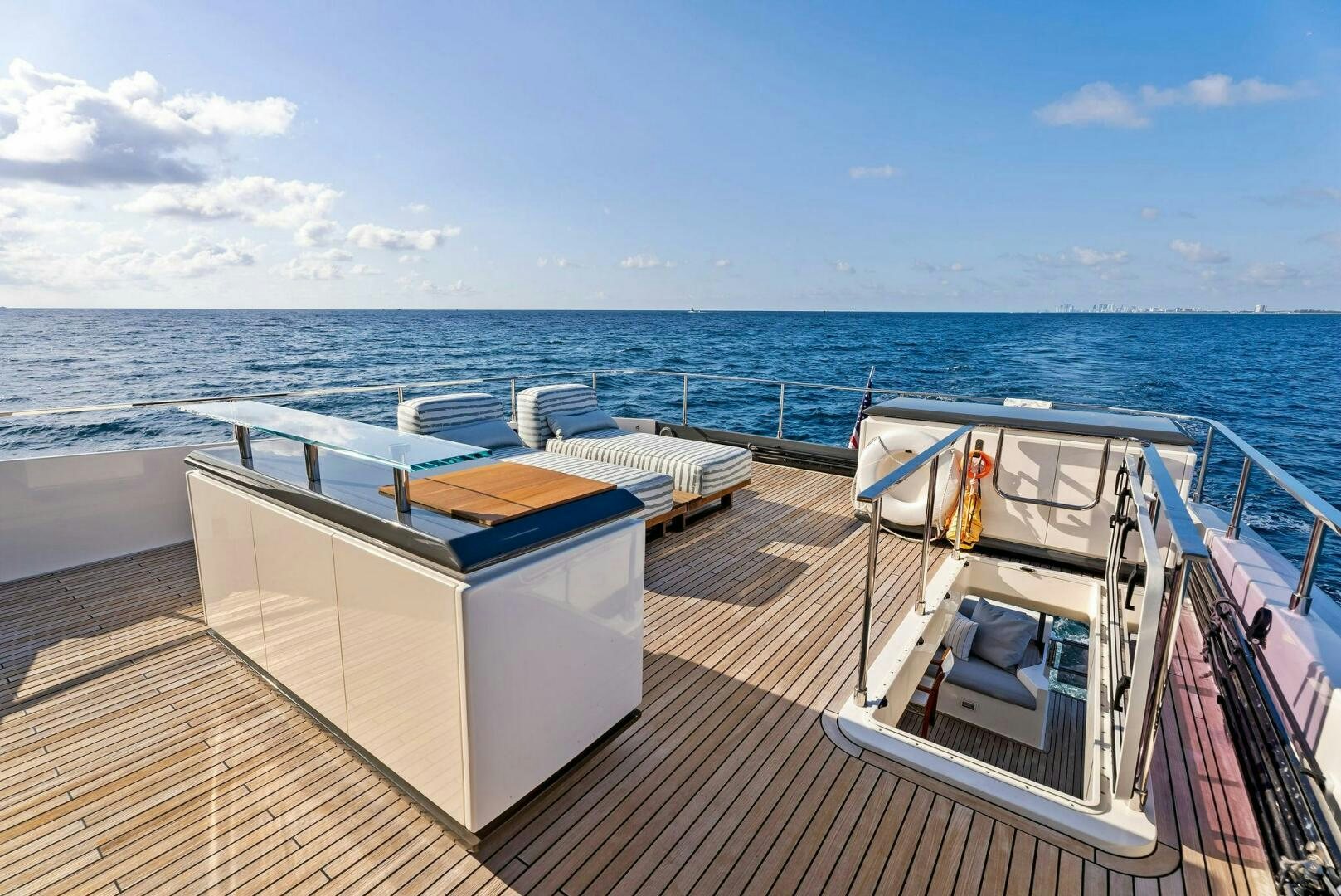 a boat on a deck aboard SILHOUETTE Yacht for Sale