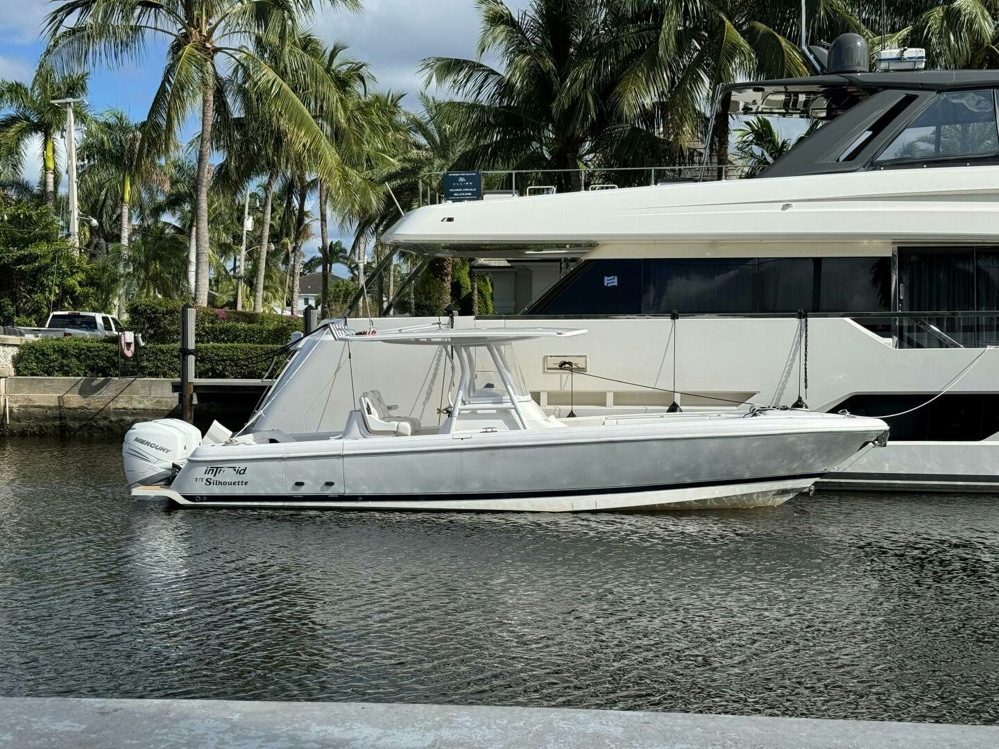 a boat parked on the side of a road aboard SILHOUETTE Yacht for Sale