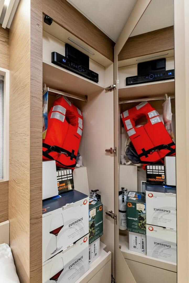 a closet full of clothes aboard SILHOUETTE Yacht for Sale