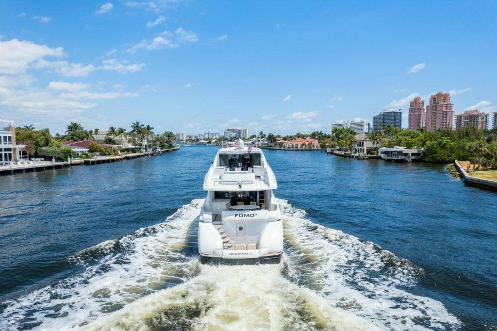 a boat on a river aboard FOMO2 Yacht for Sale