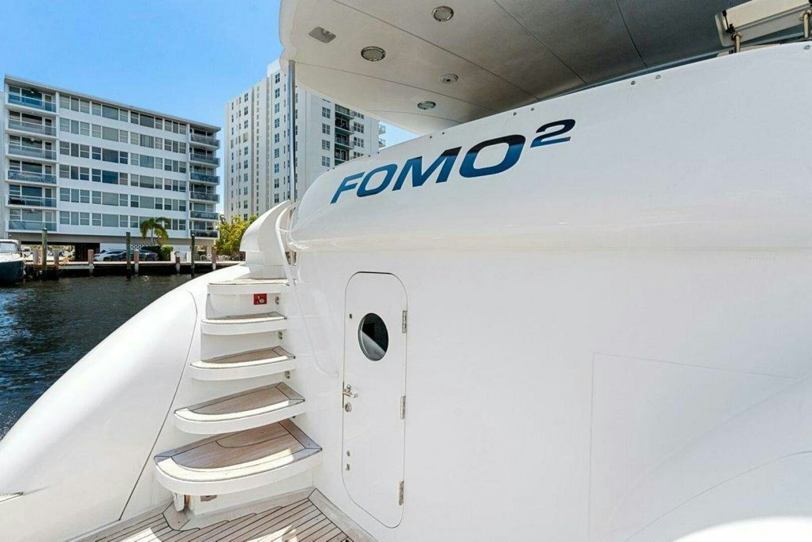 the front of a boat aboard FOMO2 Yacht for Sale