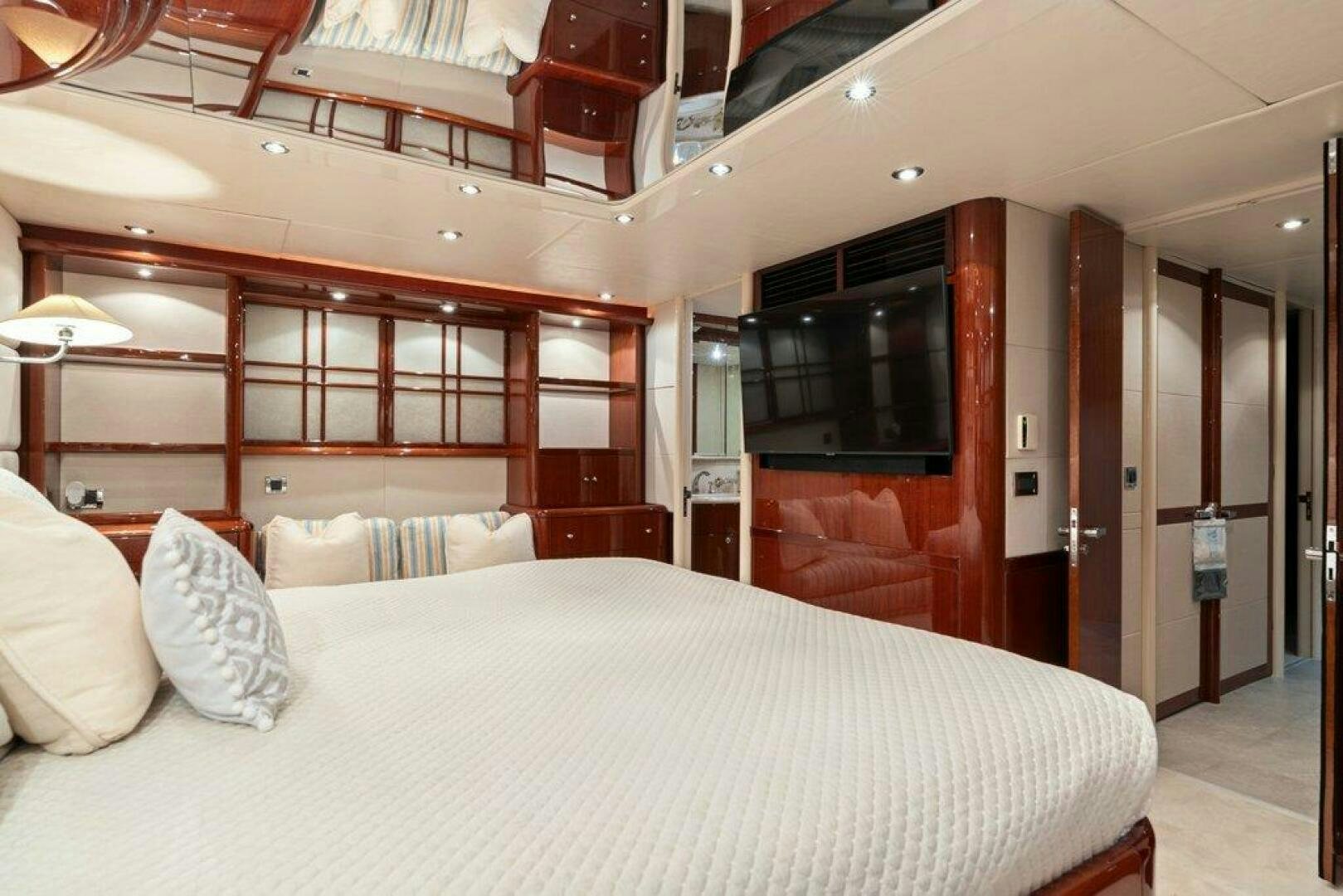 a bed in a room aboard FOMO2 Yacht for Sale