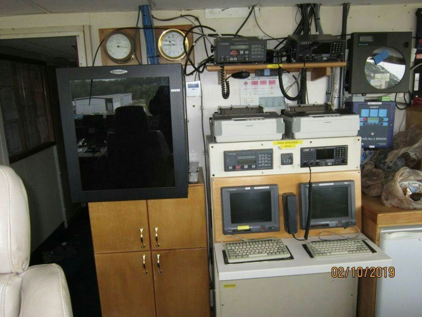 a room with computers and keyboards aboard AMERICANA Yacht for Sale