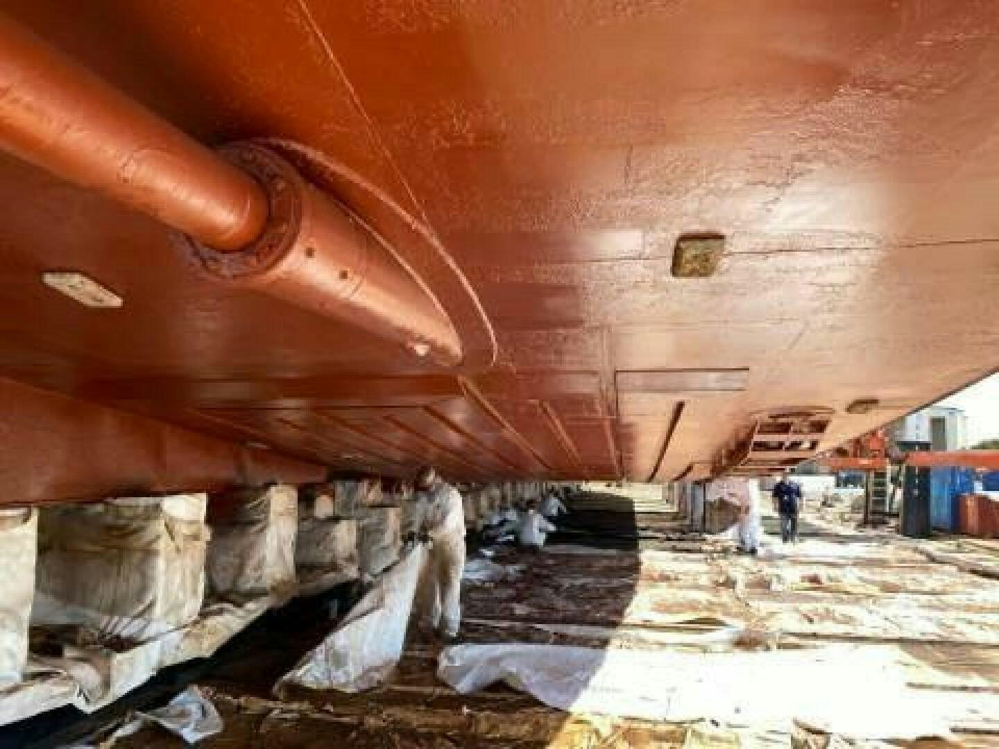 a large airplane with a large pipe aboard AMERICANA Yacht for Sale