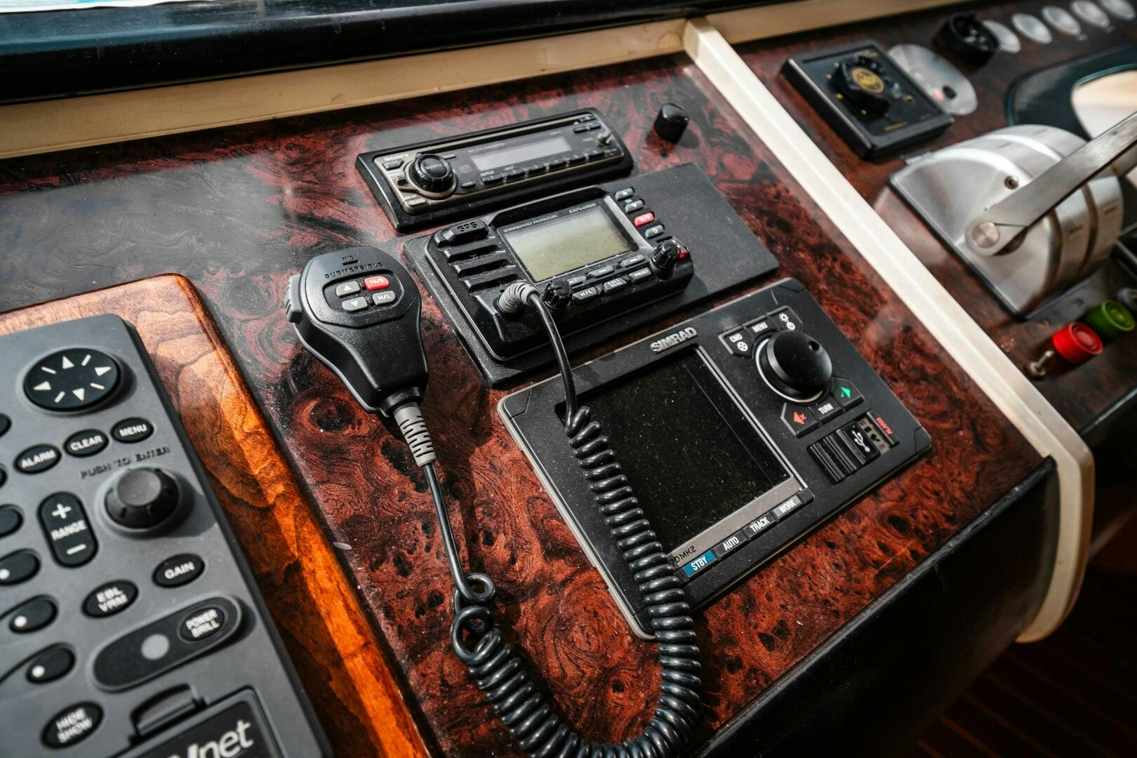 a group of electronic devices on a table aboard GLORIAS SUN Yacht for Sale