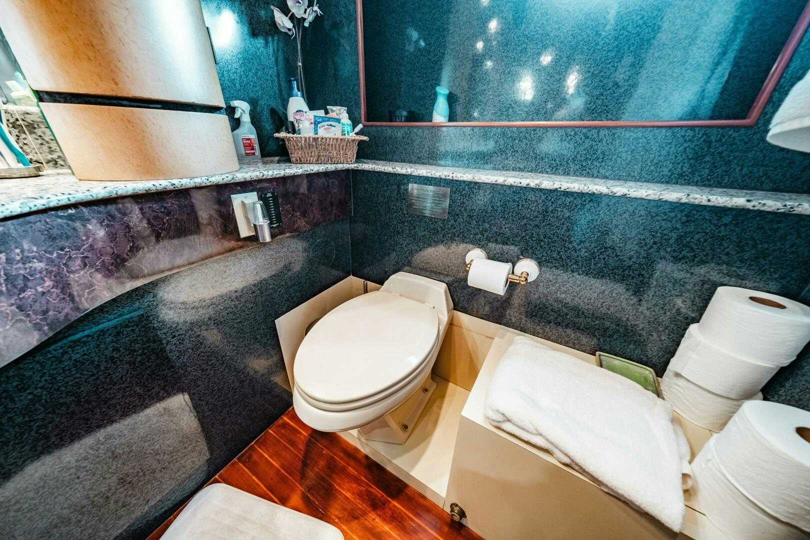 a bathroom with a tub toilet and sink aboard GLORIAS SUN Yacht for Sale