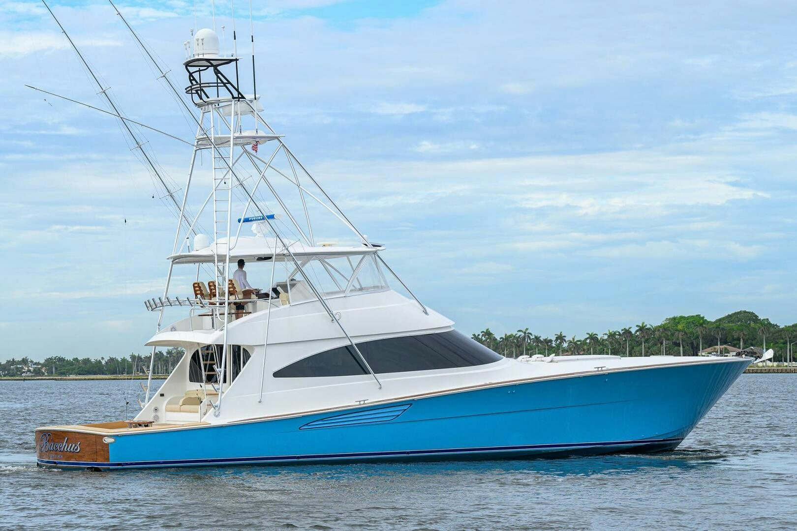 a boat on the water aboard BACCHUS Yacht for Sale