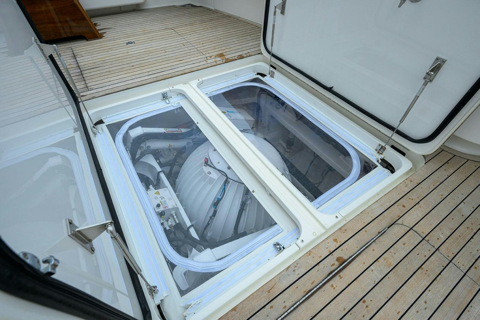 a broken window on a car aboard BACCHUS Yacht for Sale