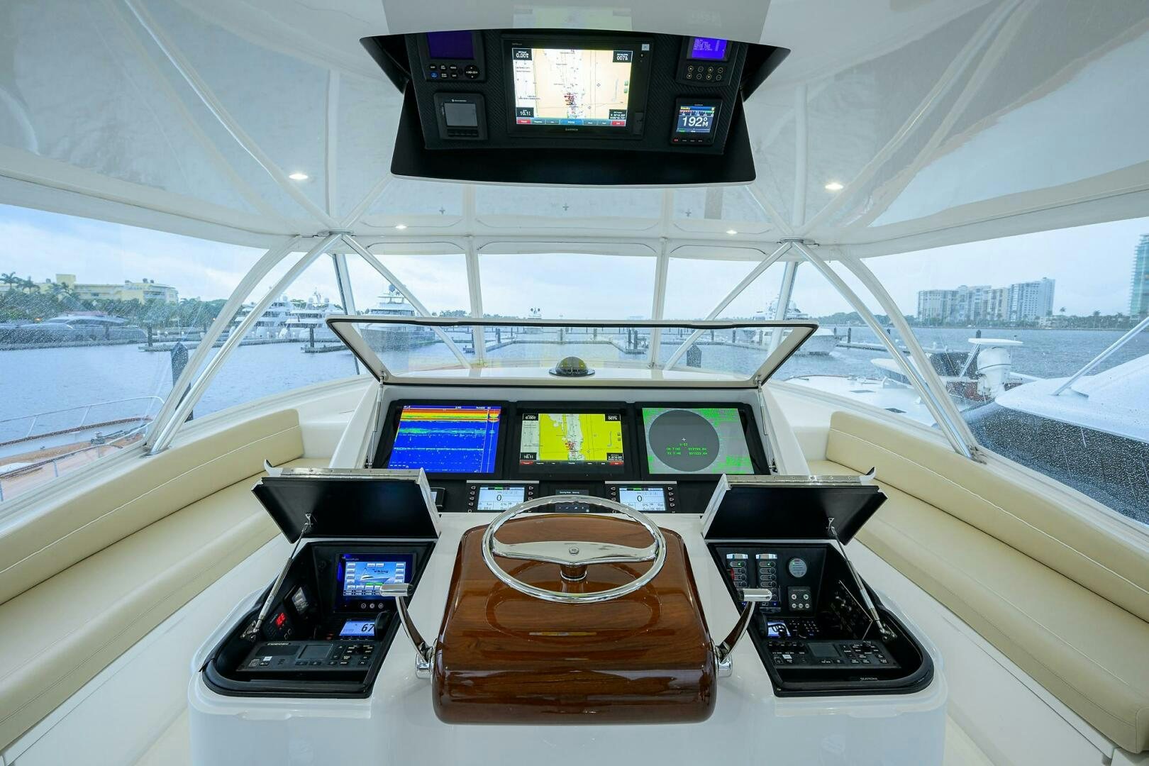 inside of a car aboard BACCHUS Yacht for Sale