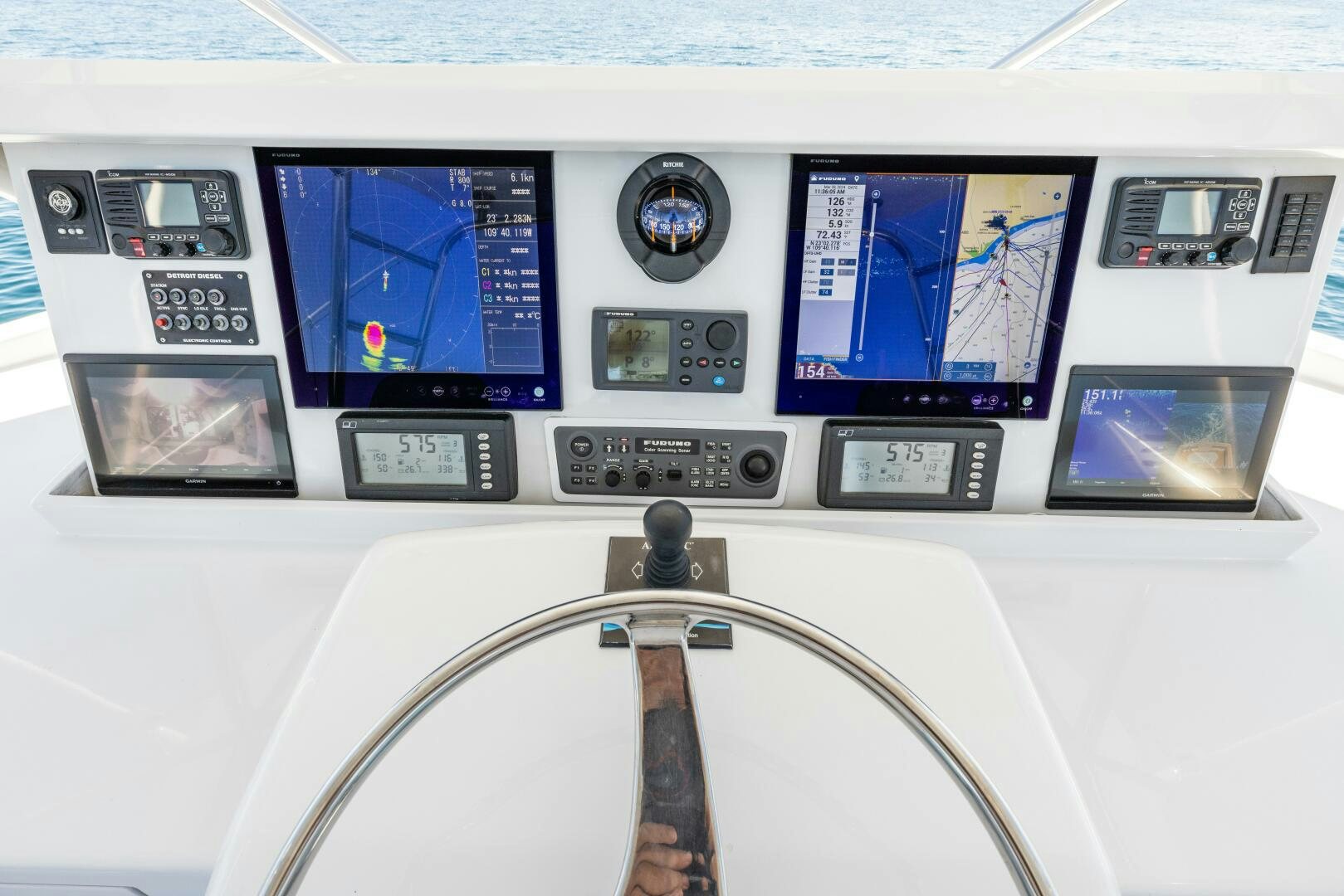 a close-up of a control panel aboard SALTY K Yacht for Sale