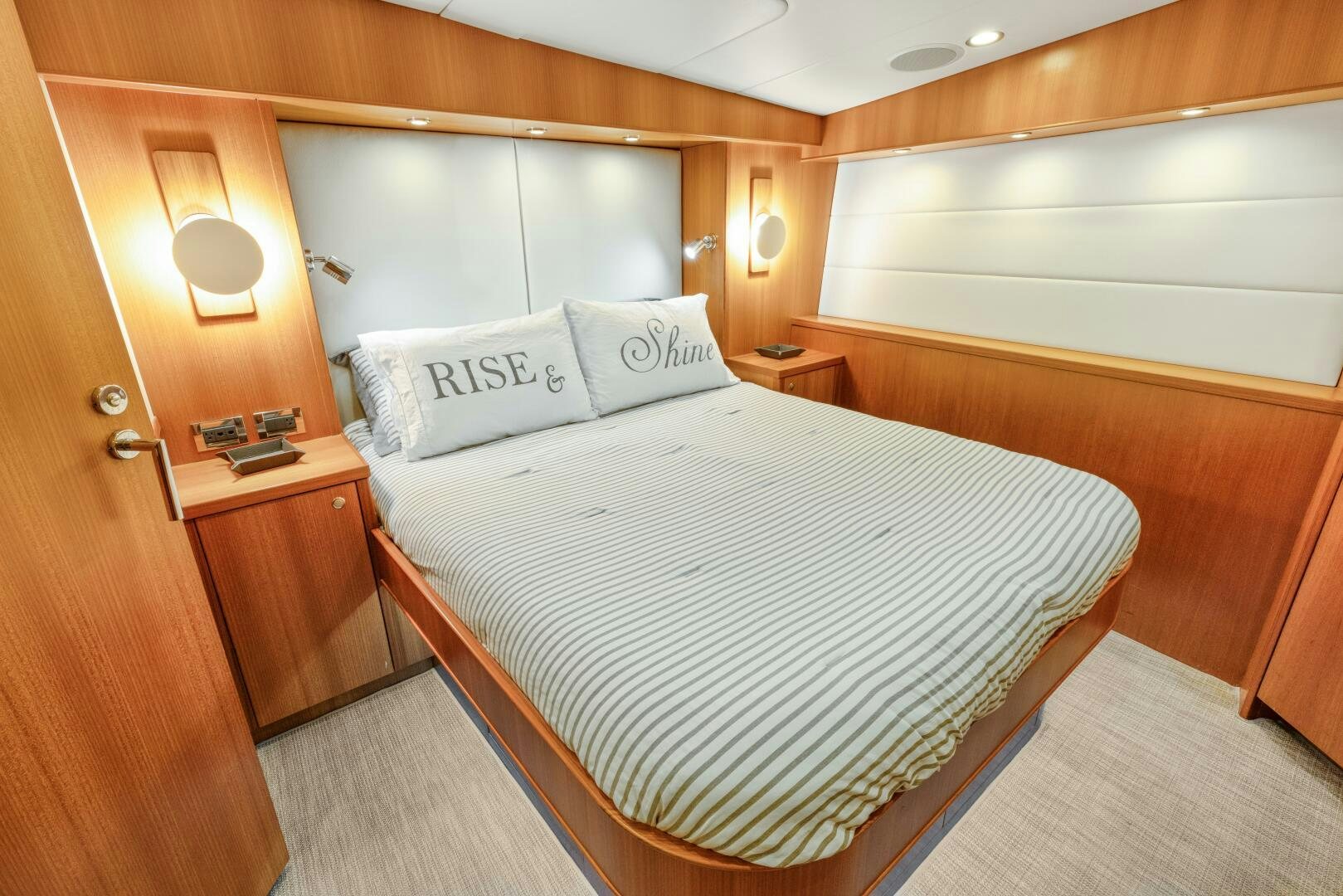 a bed in a room aboard SALTY K Yacht for Sale