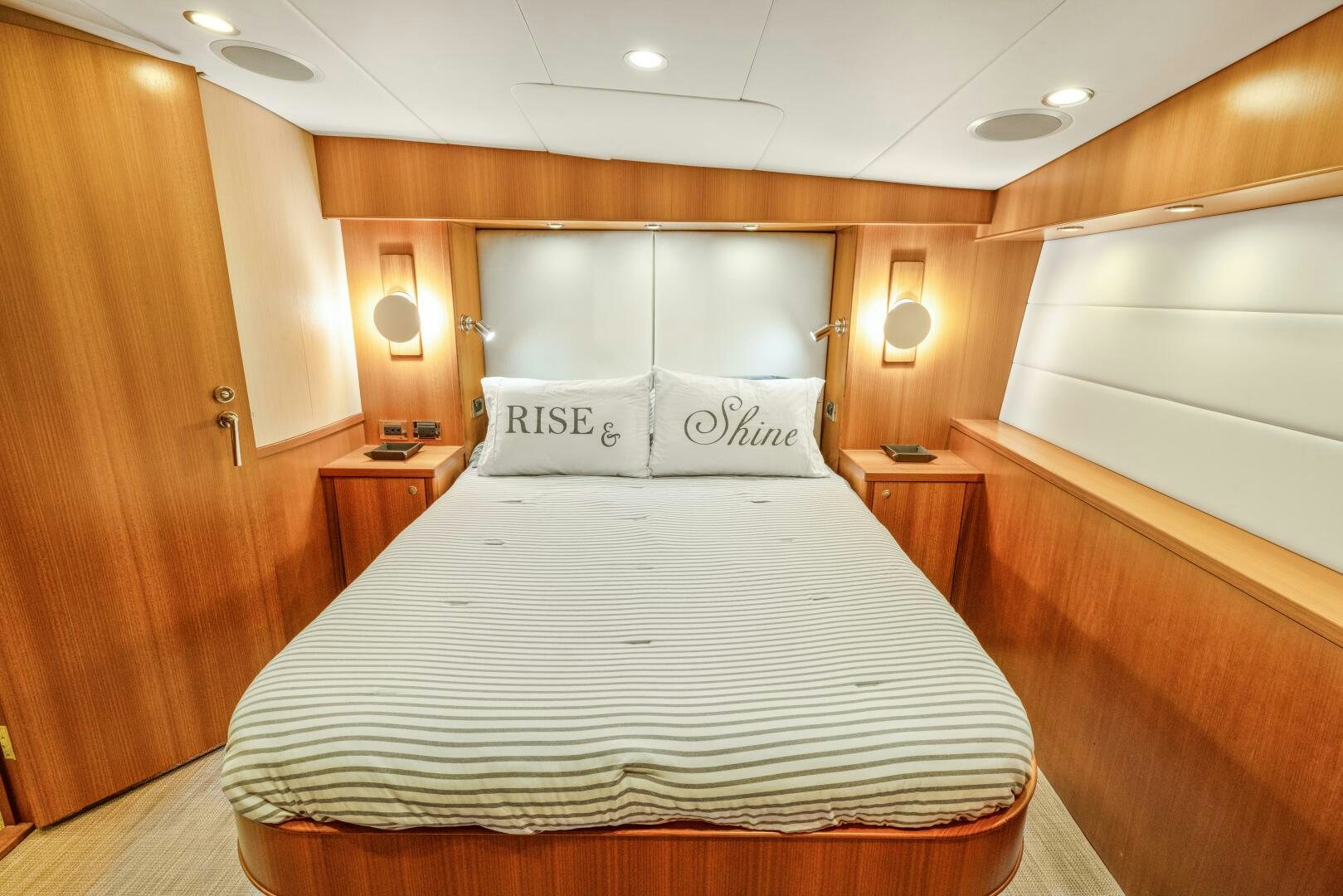 a bed in a room aboard SALTY K Yacht for Sale