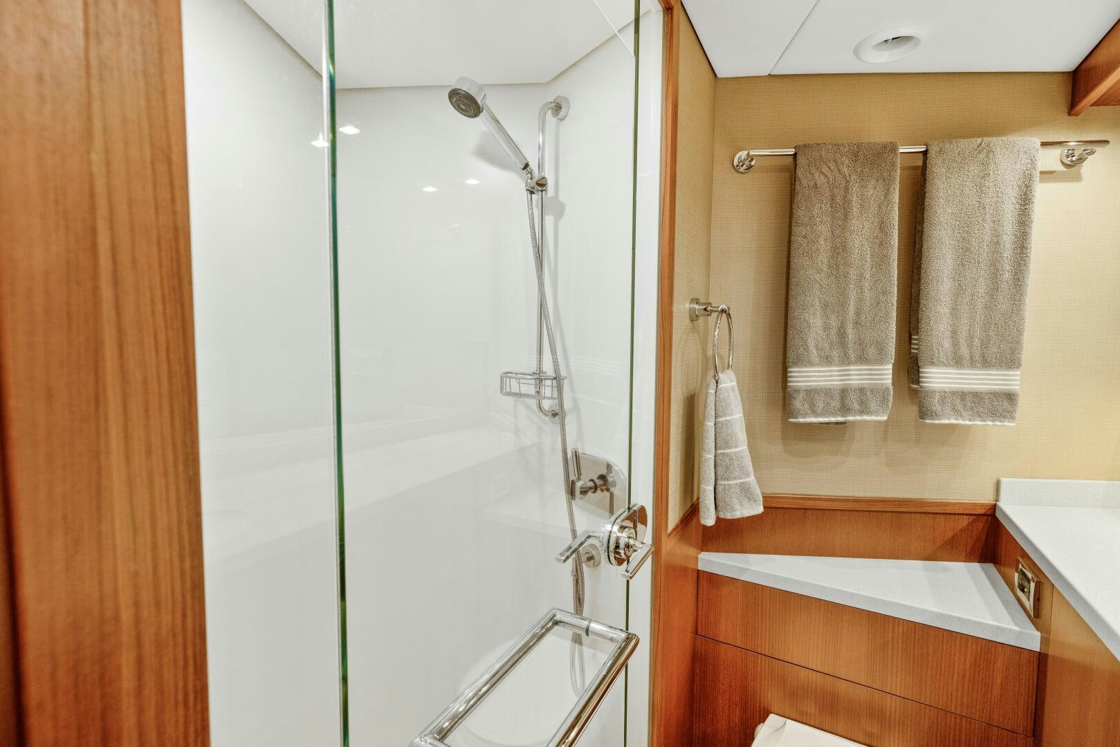 a shower unit and sink aboard SALTY K Yacht for Sale