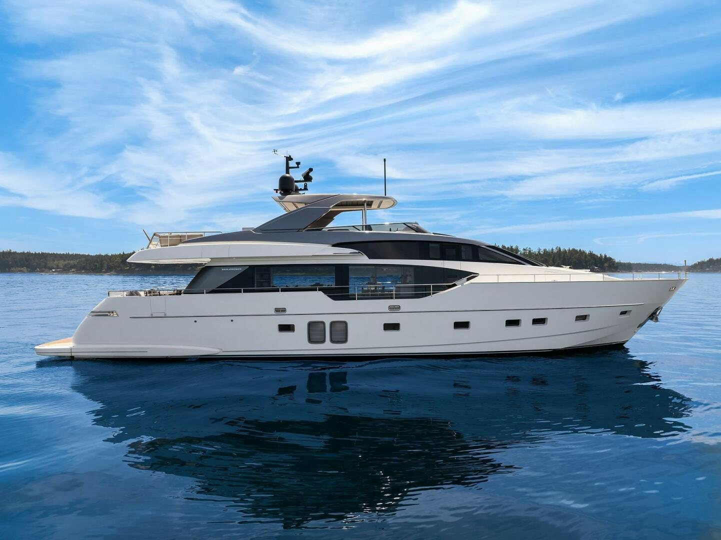 a white yacht in the water aboard SANLORENZO SL86 Yacht for Sale