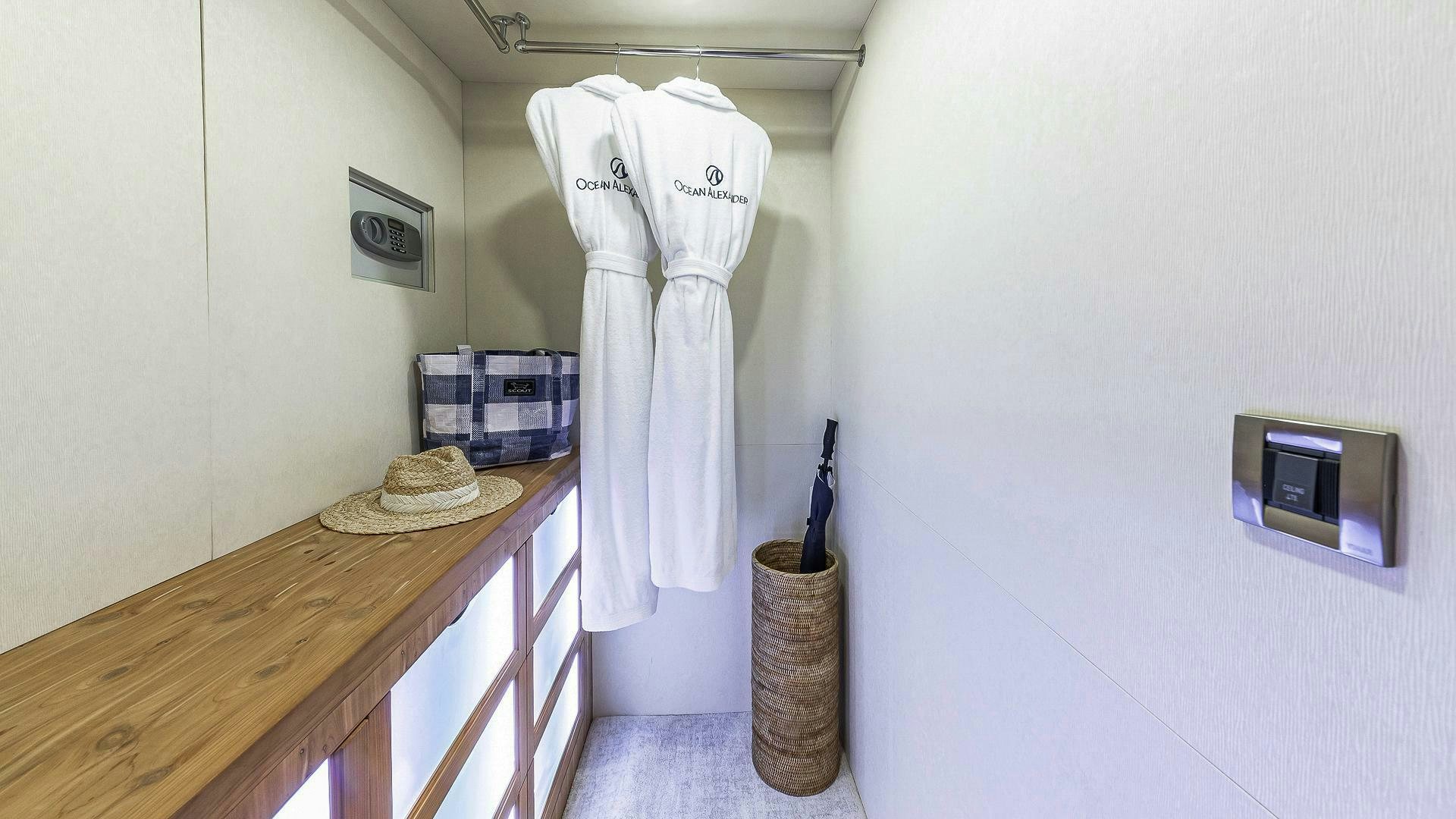 a white robe on a counter aboard NOW WE KNOW Yacht for Sale