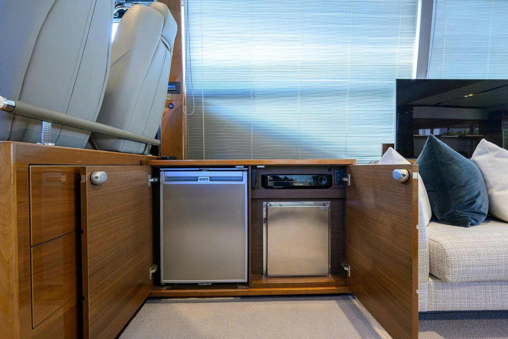 a room with a bed and a couch aboard TWIST OF FAITH Yacht for Sale