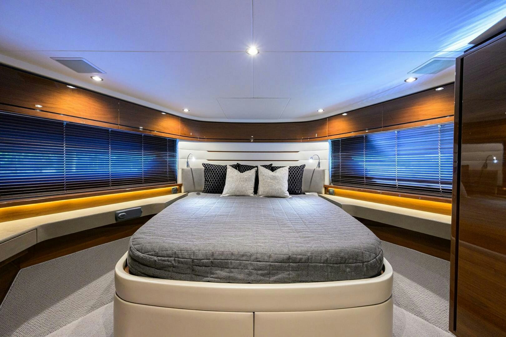 a bed in a room aboard TWIST OF FAITH Yacht for Sale