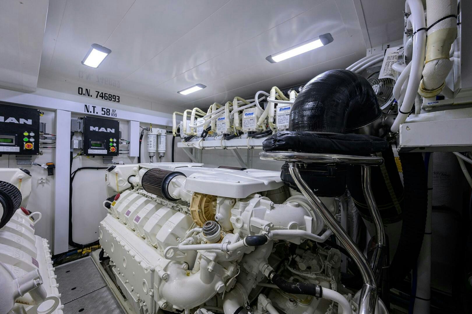 a machine with a large amount of pipes aboard TWIST OF FAITH Yacht for Sale