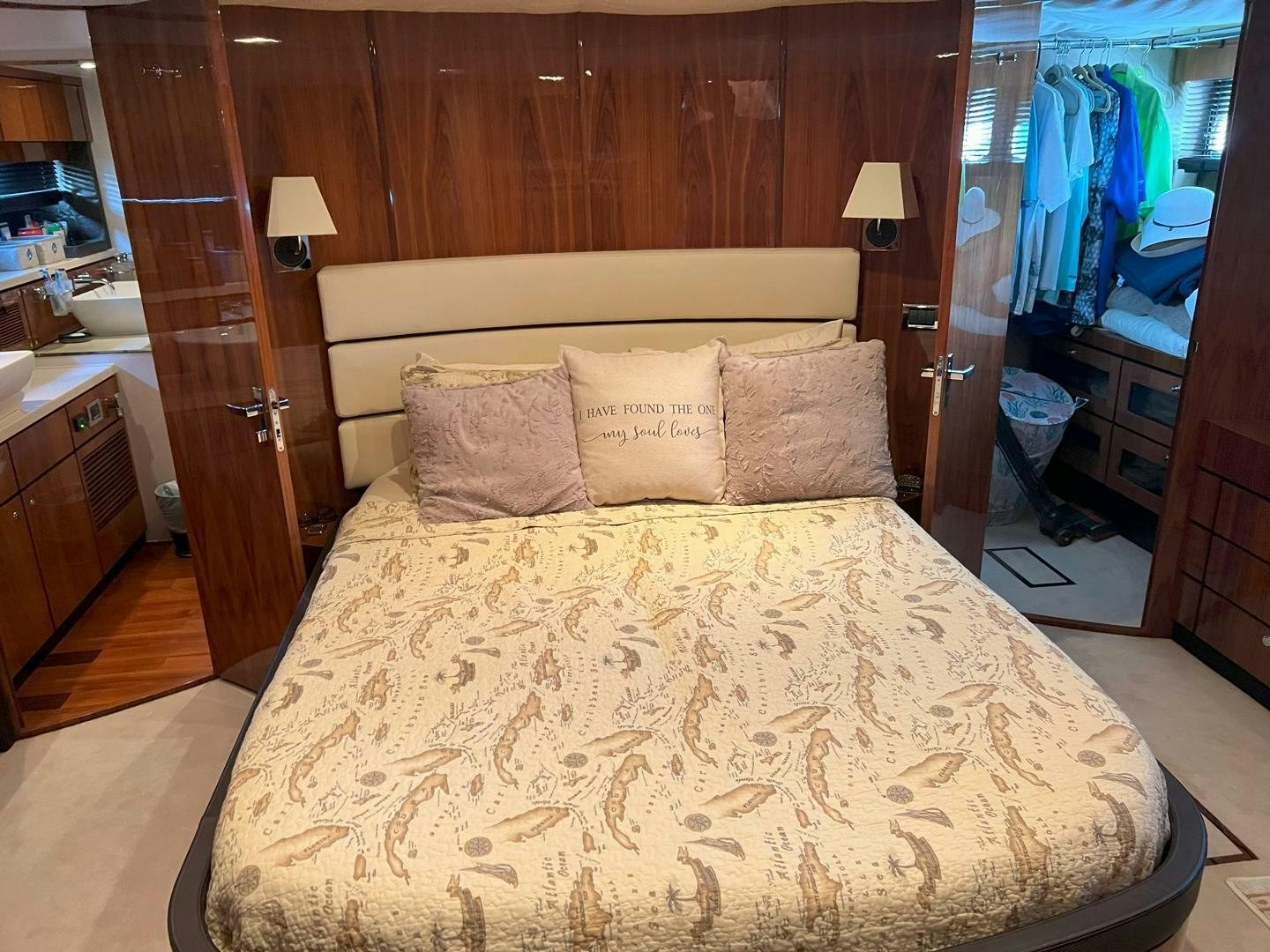 a bed in a room aboard NONE Yacht for Sale