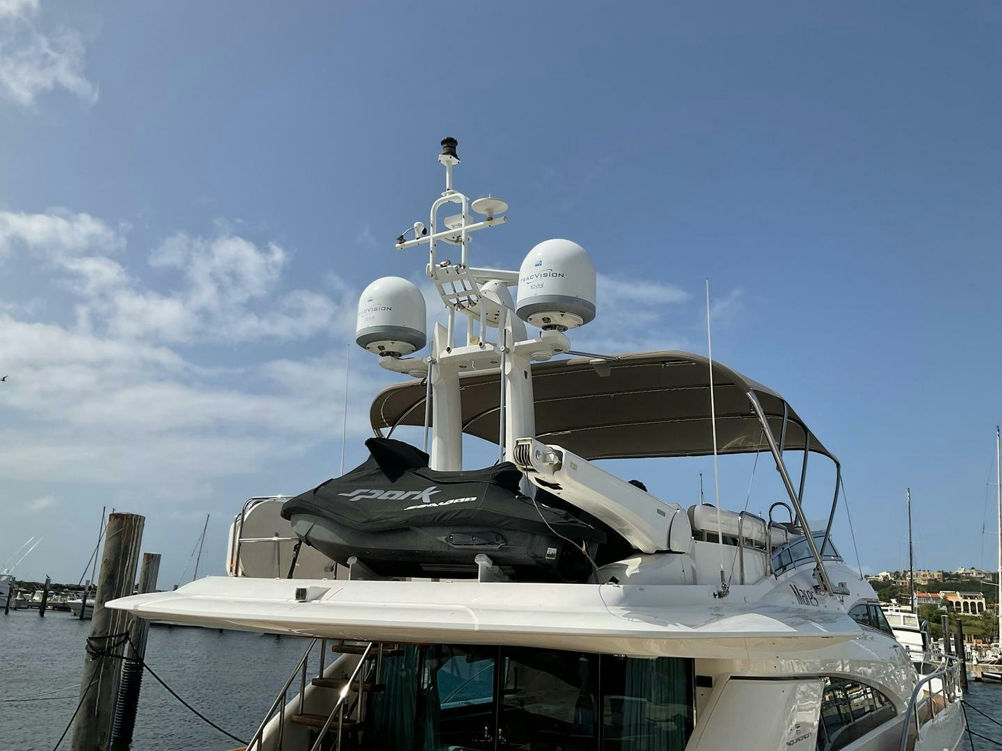 a boat with a satellite dish on top aboard NONE Yacht for Sale