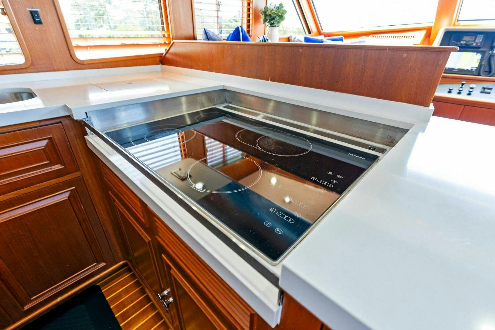 a kitchen with a large sink aboard RELENTLESS Yacht for Sale